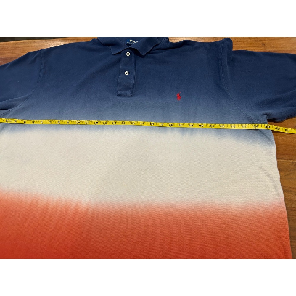 Polo Ralph Lauren Mens 3XLT Ombre Dip Dye Polo Shirt Blue White Red Big & Tall - Picture 5 of 8